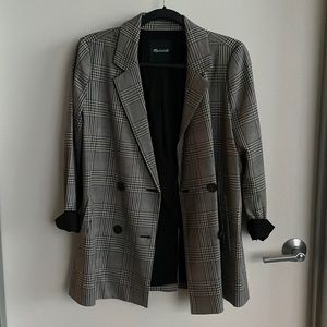 Madewell Boyfriend Double Breasted Dorset Plaid Blazer - Size M